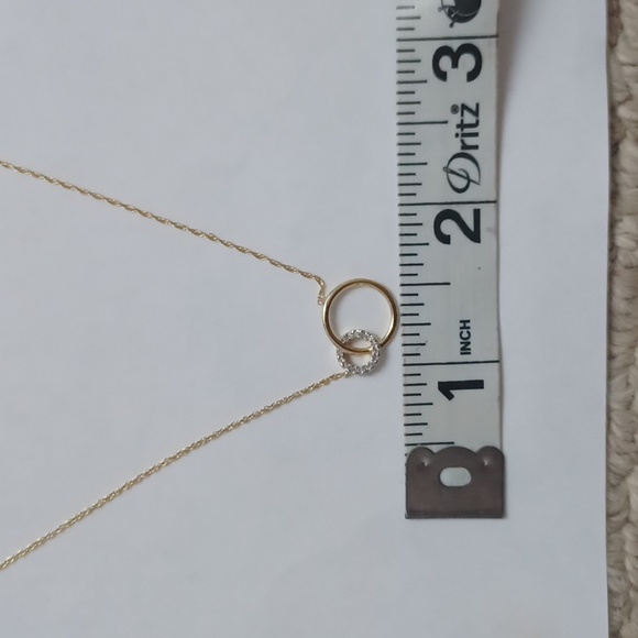 18K Gold Vermeil Diamond Accent Interlocking Circle Necklace - Picture 5 of 5